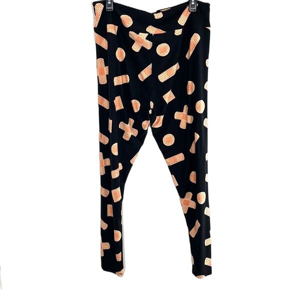 LuLaRoe Bandaid Print Leggings Black Size TC2 Fits 20-26 - Picture 3 of 8